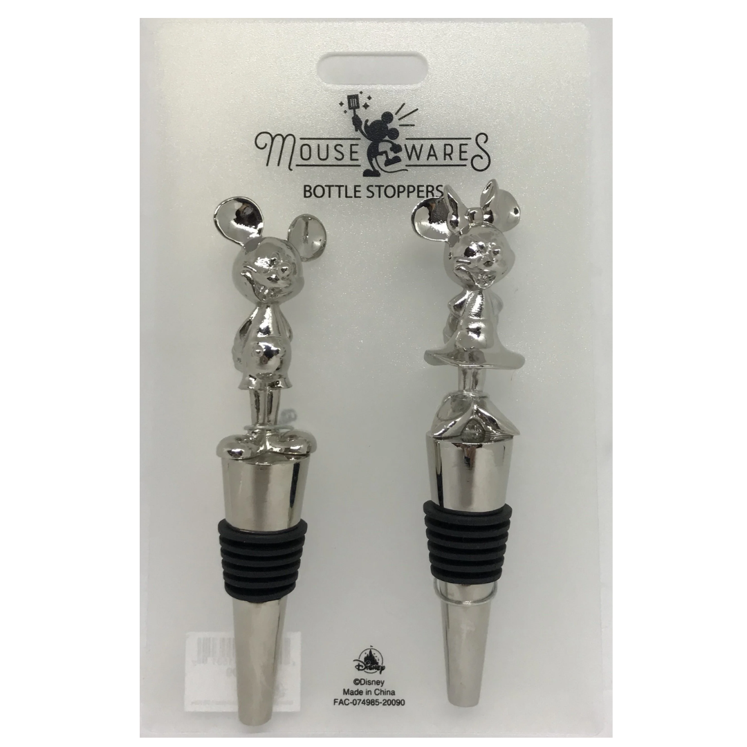Conjunto de Rolhas de Garrafa Disney Parks Mickey e Minnie Mouse Ware Novo
